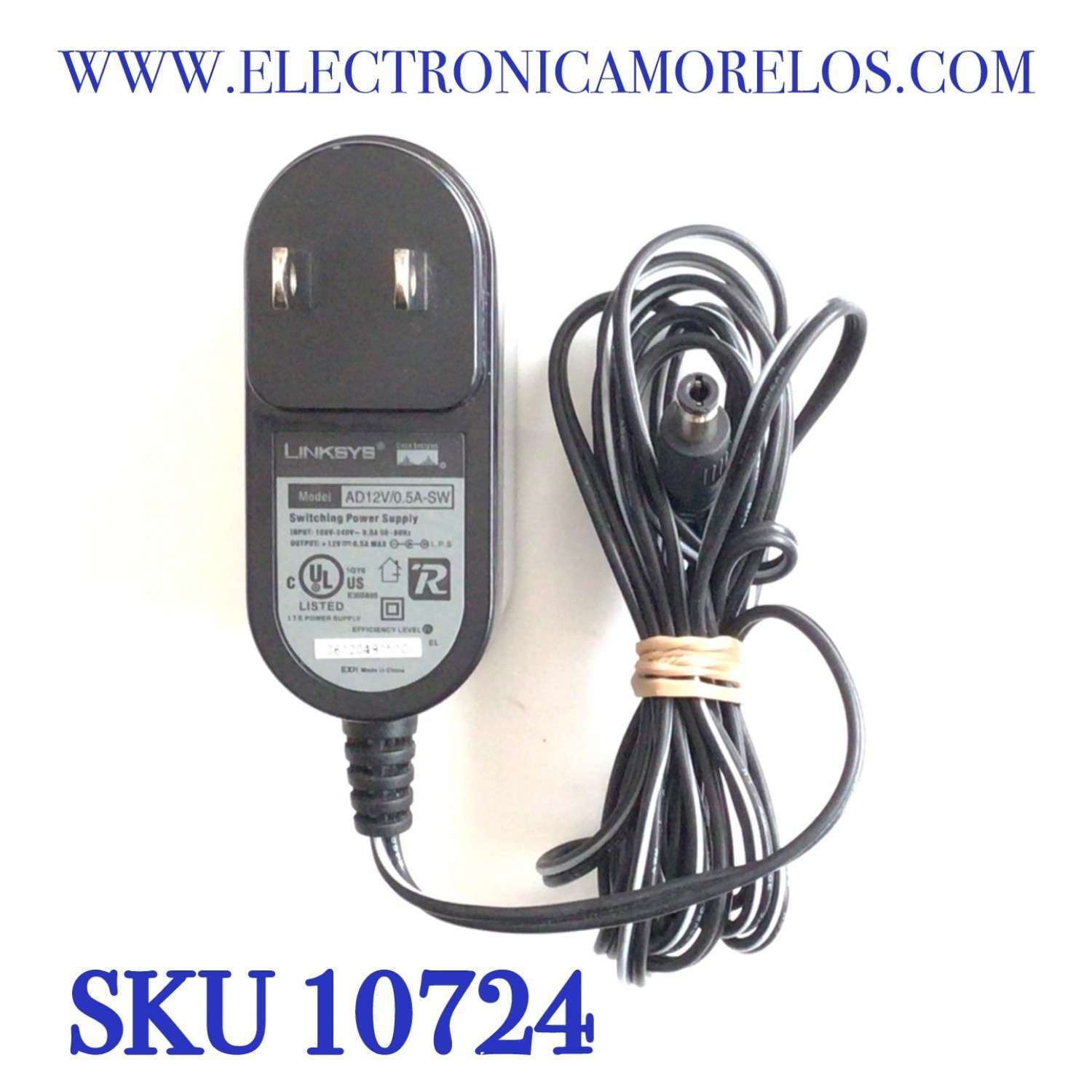 CARGADOR / ADAPTADOR DE FUENTE DE ALIMENTACION LINKSYS VCA-VCD / NUMERO DE PARTE AD12V/0.5A-SW / E305895 / ENTRADA VCA 100-240V~ 0.5A 50-60HZ / SALIDA VCD 12V 0.5A MAX / MODELO AD12V/0.5A-SW